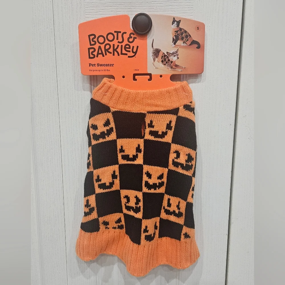 NWT Pet Halloween Checkered Pumpkin Sweater Costume Size S NEW